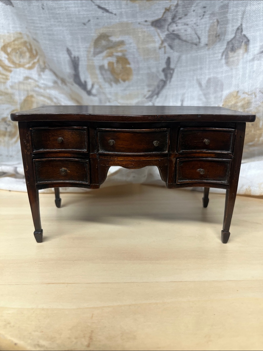 VTG 1:12 Scale Artisan Miniature Kidney Desk- French Style- 5 Dovetailed Drawers